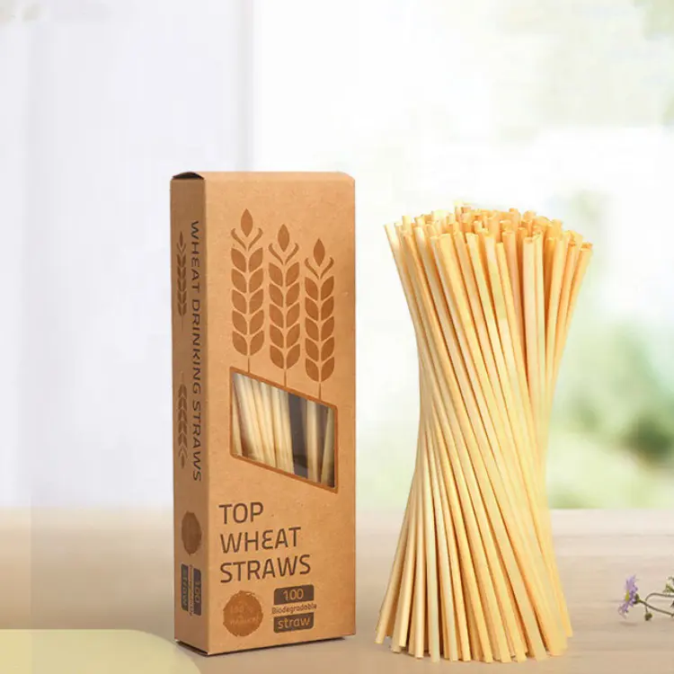Wholesale Portable Drinking Straw Biodegradable Pure Natural Wheat Drinking Straws