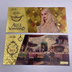 Billet magique plaqué or 24 carats pour films fantastiques américains, Billet <span class=keywords><strong>de</strong></span> banque plaqué or Alice au pays des merveilles, Cadeau <span class=keywords><strong>de</strong></span> Noël - Product Image 5
