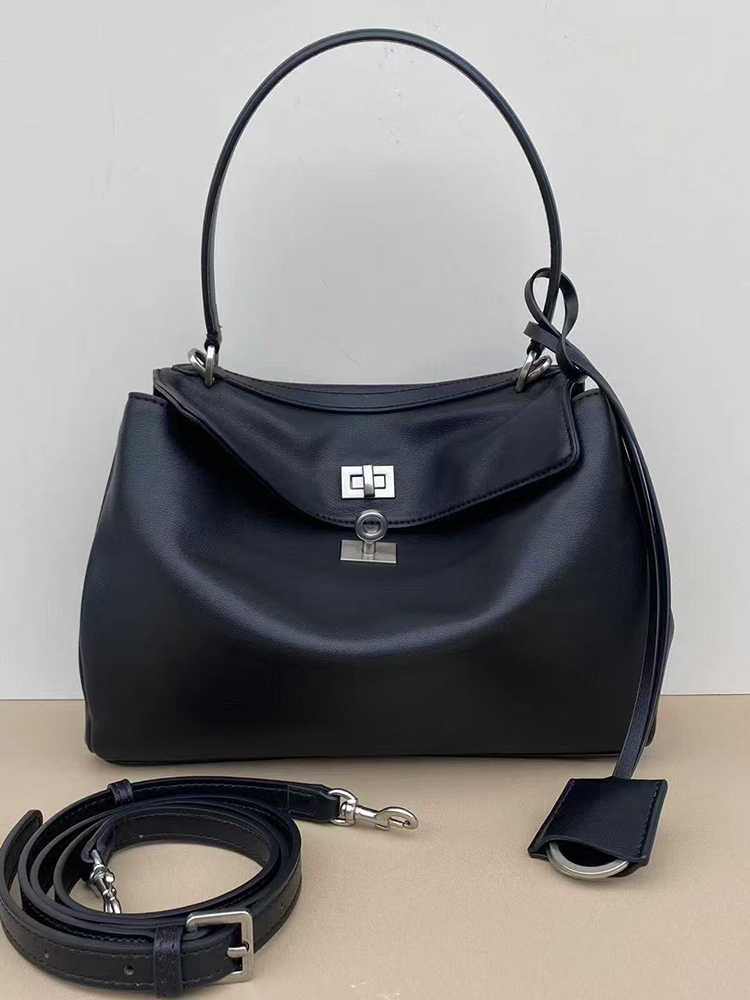 Black- Leather with silivery hardware