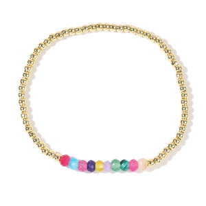 Bracelet artisanal en perles d'abaque naturelles multicolores, design bohème été 2025, plaqué or 18 carats - Product Image 5