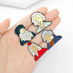 Venta Caliente de Pins de Solapa con Retratos Famosos al por Mayor, Pin de Metal con Retratos Famosos de Einstein, <span class=keywords><strong>Beethoven</strong></span> y Newton, Pin de Esmalte Personalizado con Dibujos Animados - Product Image 1