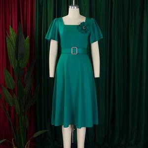 Camicie Eleganti da Donna con Fiori sul Petto, Vestiti Estivi a Maniche Corte con Scollo a V, <span class=keywords><strong>Abiti</strong></span> Casual per Ufficio di <span class=keywords><strong>Prima</strong></span> <span class=keywords><strong>Classe</strong></span> - Product Image 5