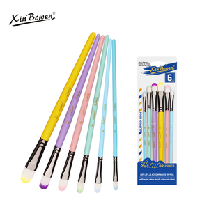 Juego de 6 Pinceles para Acuarela/Acrílico/Pintura al Óleo, Mangos de Madera Duraderos, Pelo de Nailon, 4 Formas, Diseño Colorido - 25.5x8.6cm - Product Image 5