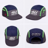 Gorra de running y trekking de malla de 5 paneles personalizada 4ugear con bolsillo con cremallera, transpirable y correa reflectante para senderismo al aire libre