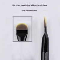 Belanja online sikat foundation kontur makeup ultra tipis berujung datar melengkung dengan gagang kayu hitam tunggal dan logo custom grosir