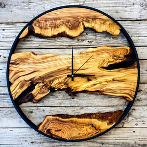 Solid Wood Live Edge <b>Wall</b> <b>Clock</b>, Rustic Natural Wooden <b>Clock</b>, Handmade <b>Wall</b> Decor, Modern Farmhouse Home Decor, Unique Wood - Product Image 1