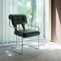 Chaise de salle à manger ergonomique de style turkmène, luxe léger, en cuir véritable, avec accoudoirs, structure métallique, mobilier de maison et de bureau