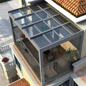 Ikealuminum 2024 Low-E casa de vidrio prefabricada marco de aluminio terraza acristalada pérgola de vidrio