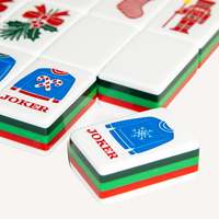 Ubin Mahjong Akrilik Natal 160pcs Edisi Liburan dengan Pola Pohon Salju dan Stoking untuk Hadiah