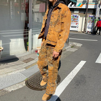 Ensemble de vêtements de luxe pour hommes DiZNEW, jean déchiré et veste en denim, style streetwear hip-hop, effet délavé, collection 2024