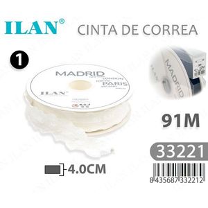 Nastro in tessuto bianco intrecciato da 4,0 cm x 91 m per cinture, Madrid, Parigi, Londra, Tokyo, Milano - Product Image 3