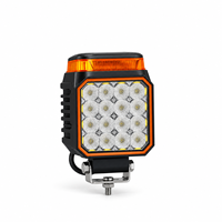 HSSH Phare de travail LED carré de 4 pouces 12V 12W à faisceau large, clignotant ambre, lampe de conduite stroboscopique 3840 lm pour camion, tracteur, chariot élévateur, tout-terrain