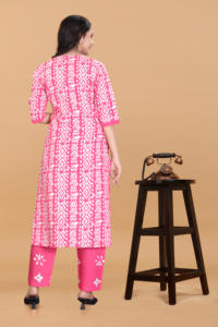 Conjunto de kurta rosa estampada de alta demanda, marca Magic, cuello redondo, fabricante de ropa ecológica para mujer, tallas S a 3XL - Product Image 4