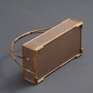 Old <b>bamboo</b> and rattan woven mat Japanese-style food box/<b>basket</b>, Zen-inspired decorative item for tea rooms, tea ceremony - Product Image 4