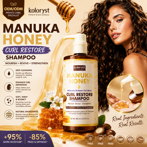 Traitement capillaire hydratant à la kératine et à l'huile d'argan bio du fabricant, crème lissante réparatrice pour cheveux abîmés, shampooing au miel de Manuka pour cheveux bouclés - Product Image 1