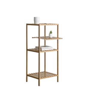 Bamboo Bathroom <b>Storage</b> <b>Shelf</b> 4 Tier Freestanding Wooden Towel Rack Narrow Organizer Stand - Product Image 1