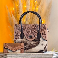 Meistverkaufte Echte Leder Japanische Damen-Handtasche mit Geometrischem Muster, Bohemian Western Strandtasche in Kleiner Größe mit Graviertem Design