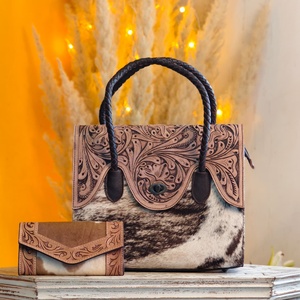 Bolso Tote de Cuero Genuino con Estampados de Animales, Estilo Bohemio Occidental, Bolso de Playa de Tamaño Pequeño con Diseño Tallado y Asa Larga - Product Image 4