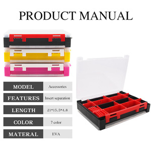 Caja de Almacenamiento de Accesorios de Pesca de Doble Capa y Doble Cara con Siete Compartimentos Coloridos, Inserto Móvil de Esponja y Plástico - Product Image 3
