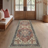 Bordeaux 2x6 tapis de coureur lavable en Machine faible pile résistance à l'usure impression douce Vintage Style rétro maison entrée couloir