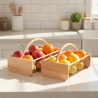 Nieuwste ontwerp grote houten & gaas tuinmand boerderij stijl oogstmand voor fruit groenten bloemen