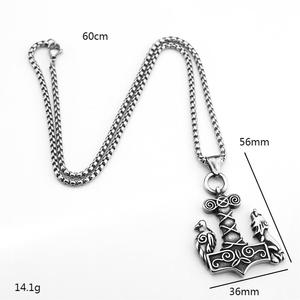 Colgante Vikingo de Martillo de Thor de Odín, Diseño Asimétrico en Forma de Escudo de Acero Inoxidable, Amuleto para Collar de Uso Diario - Product Image 5