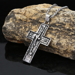 yunnique Stainless Steel <b>Cross</b> Pendant Necklace Men's Jewelry Style Geometric Design QYN0094 - Product Image 1