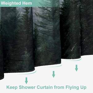 MOOZI <span class=keywords><strong>Rideau</strong></span> <span class=keywords><strong>de</strong></span> <span class=keywords><strong>Douche</strong></span> Moderne Écologique Imperméable en Tissu Polyester Élégant à Motif Forêt Magique pour Hôtels - Product Image 5