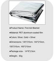 Couverture de premiers secours imperméable pliable en feuille d'aluminium de 1 mm d'épaisseur pour la randonnée en plein air, le camping, les situations d'urgence SOS, couleur or argenté, pour adultes, toutes saisons
