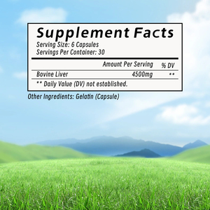 แคปซูลเสริมภูมิคุ้มกัน แบรนด์ส่วนตัว สารสกัดจากตับวัวที่เลี้ยงด้วยหญ้า 4500 มก. ช่วยเสริมสร้างความหนาแน่นของกระดูก บำรุงสุขภาพตับและไต - Product Image 2