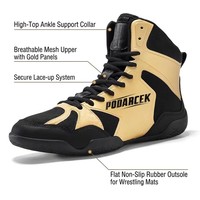 Chaussures de lutte personnalisées OEM de luxe en cuir respirant à tige haute et empeigne en mesh, conçues sur mesure par le fabricant