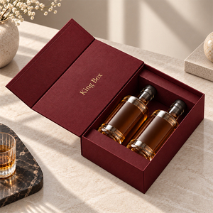 Caja de regalo para vino personalizada, individual o doble, con forro de EVA, embalaje de cartón reciclable para la presentación de vinos premium - Product Image 1