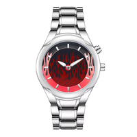 Montre-bracelet dynamique à quartz avec affichage numérique motif dragon de feu pour hommes Montre de sport de luxe en acier inoxydable Logo personnalisé