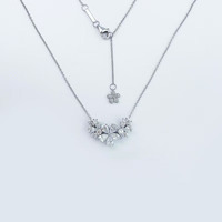 Collana con Pendente in Platino Pt950 con Diamante Coltivato in Laboratorio, Fiore Sbocciante, Collane Regolabili alla Moda per Donne, Pendenti con Diamanti Delicati
