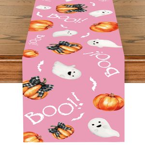 Chemin de Table d'Halloween Fantôme Fantôme Spooky Citrouille Bonbons Boo Rustique Toile de Jute Style Ferme Saisonnier Intérieur Cuisine Table À Manger Décor - Product Image 2