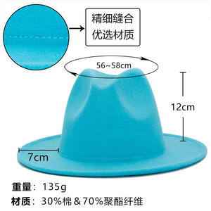 Sombrero de fieltro de lana personalizable para hombre y mujer, sombrero de fieltro de lana, blanco, HT-716, azul cielo, Panamá - Product Image 2