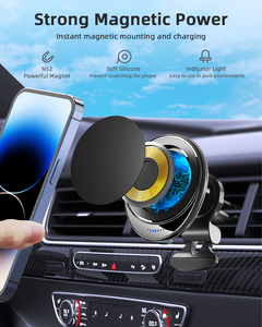 เครื่องชาร์จไร้สายระบบแม่เหล็กในรถยนต์ M1 15W ชาร์จเร็วระบบตรวจจับการจัดตำแหน่งอัตโนมัติเครื่องชาร์จไร้สายแบบแม่เหล็กสำหรับไอโฟนซีรีย์ - Product Image 2