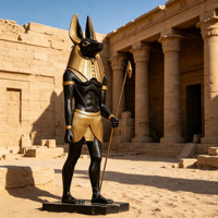 Sculpture en bronze artisanale sur mesure, style vintage, ornement de hall de villa, statue du dieu Anubis
