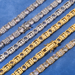 สร้อยคอเทนนิสโมอิสซาไนต์ VVS แบบพรีเมียมสั่งทำพิเศษ เงินแท้ 925 สไตล์ฮิปฮอป ประดับเพชรเต็มเส้น ผ่านการทดสอบเพชร - Product Image 3