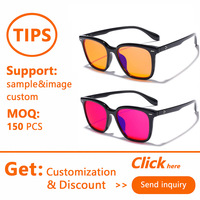 Kacamata Anti Cahaya Biru Sunray Structured Square TR Full Rim Frame Lensa Merah Berwarna U Slot Twin Dot Rivet Unisex OEM