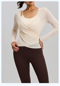 Conjunto de Dos Piezas de Yoga con Top Halter de Manga Larga, Relleno en el Pecho, Transpirable, Ecológico, de Secado Rápido, Blusa Deportiva - Product Image 2