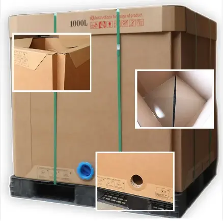 Zeadn cubico 1000l IBC serbatoio liquido pacchetto di carta tote contenitore con il sacchetto di linea di olio di cocco e succo di arancia