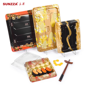 Sunzza dùng một lần Sushi Khay 4 ngăn Takeaway Nhật Bản thực phẩm container bao bì hộp Sushi lấy đi hộp - Product Image 1