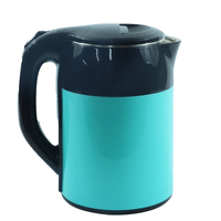 Bouilloire électrique pour faire bouillir de l'eau, bouilloire à thé et cafetière électrique, noir et bleu, double paroi, LED rouge, arrêt automatique, 360° °   Base OEM