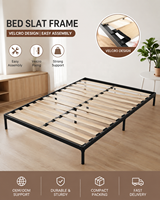 Cadre de lit en métal moderne, réglable, compact, gain de place, durable, avec lattes en bois amovibles, support de matelas robuste, portable pour chambre à coucher
