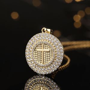 Micro Paved Sparkling Hip-Hop Style Titanium Steel Clavicle <b>Chain</b> Rhinestone Necklace for Men Full Zircon Cross Charm Necklace - Product Image 5