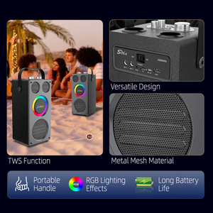 SING-E jqs9405 Nhà Máy Giá 4-inch Loa Karaoke Di động với đèn RGB, 2 mics, công suất cao cho bên ngoài trời - Product Image 4
