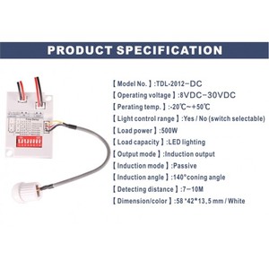 TUODI fabrika akıllı ev LED şerit tavan lambası sensörü anahtarı 100V ~ 277V AC 200W PIR sensörü akıllı algılama gömülü endüktif - Product Image 2