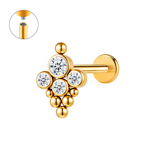 <span class=keywords><strong>Orecchini</strong></span> <span class=keywords><strong>Piercing</strong></span> Labret in Oro Lucido con Zirconia per <span class=keywords><strong>Trago</strong></span>, Daith, Cartilagine - Gioielli da Festa - Product Image 4