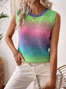 Chaleco de punto liso para <span class=keywords><strong>mujer</strong></span>, sin mangas, cuello redondo, mezcla suave, uso diario, antiarrugas, fino, informal, verano 2026 - Product Image 6